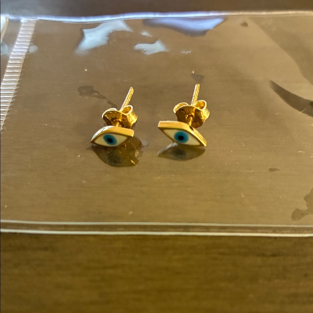 14k Gold Evil Eye Stud Earrings